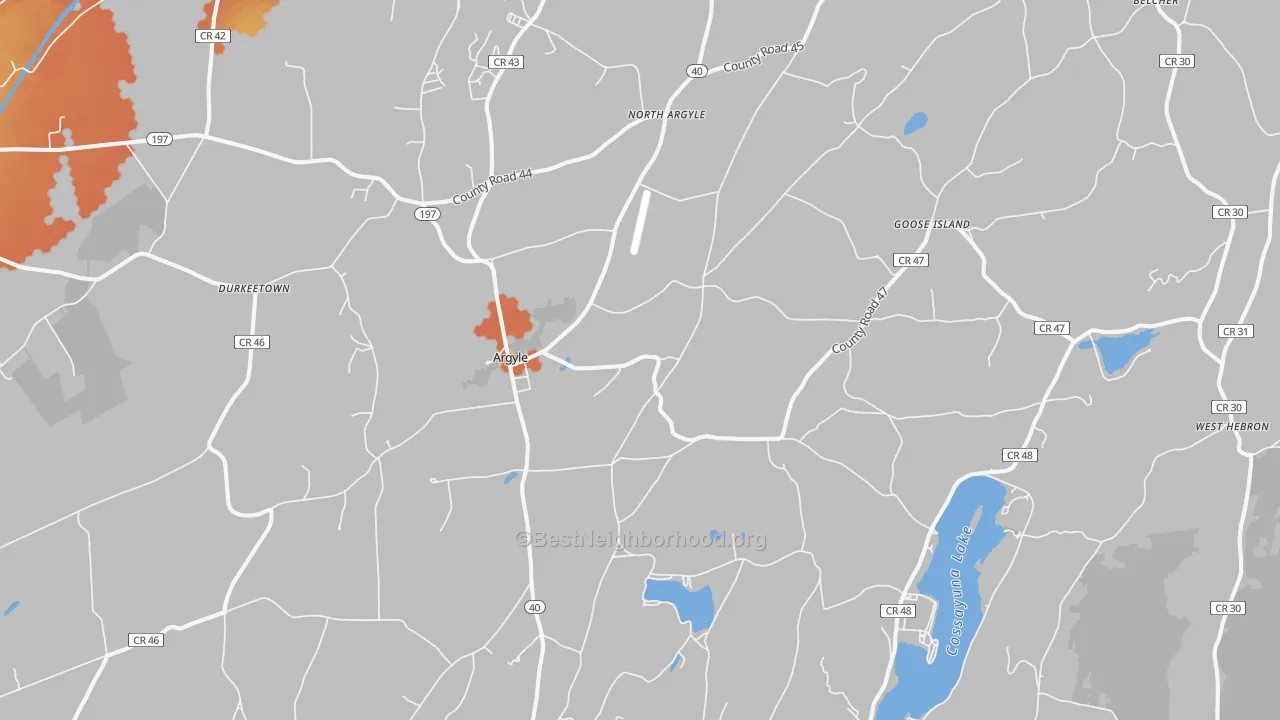 Bike Grade map of Argyle, NY