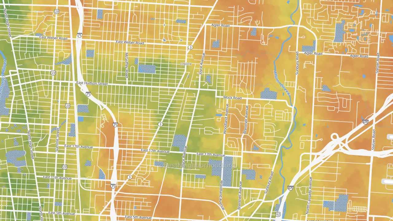 Bike Grade map of Argyle Park, Columbus, OH