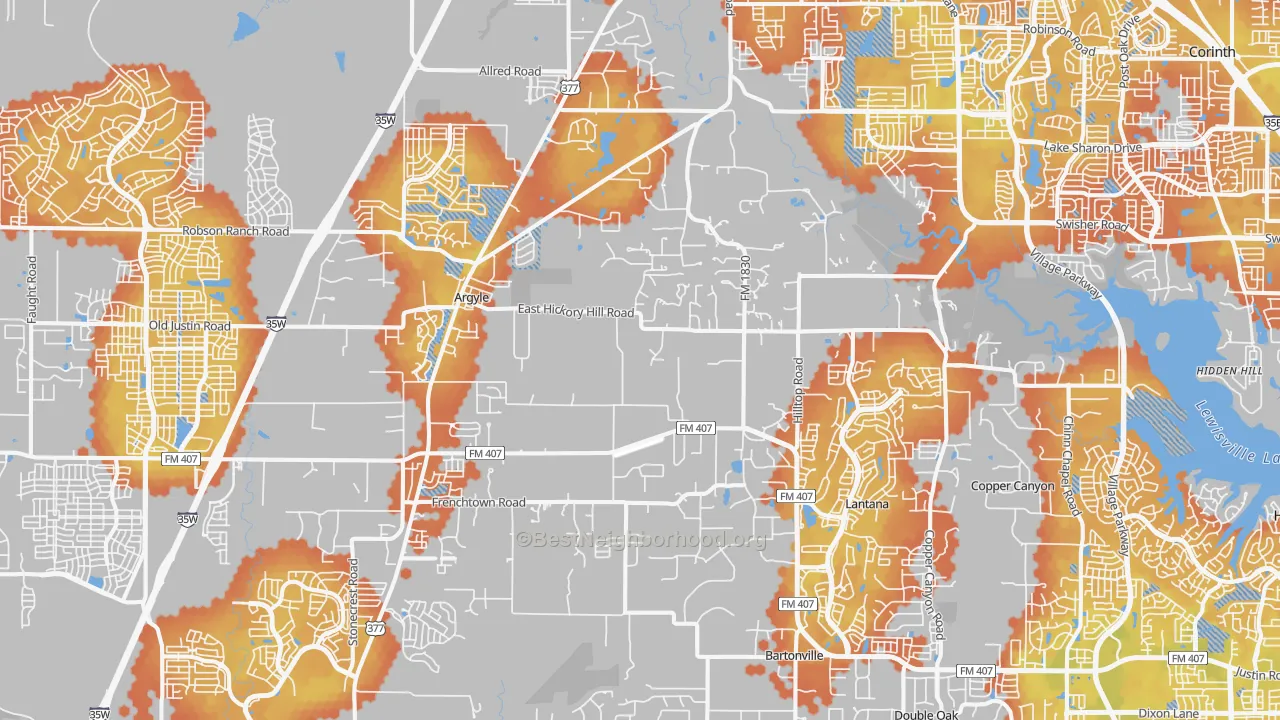Bike Grade map of Argyle, TX