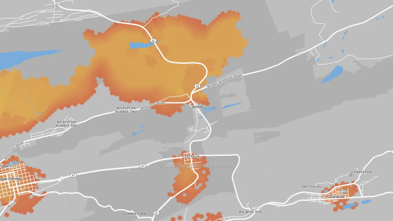 Bike Grade map of Aristes, PA