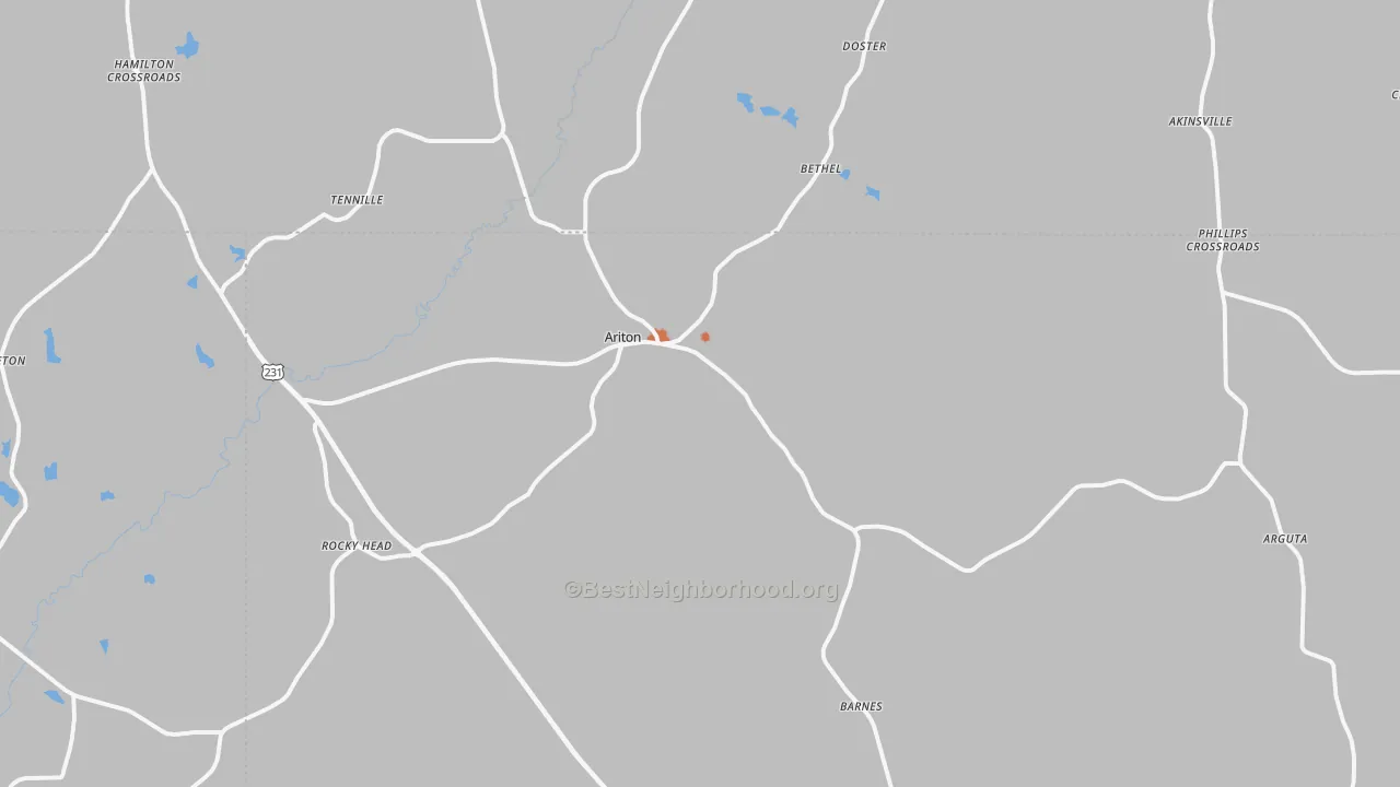 Bike Grade map of Ariton, AL