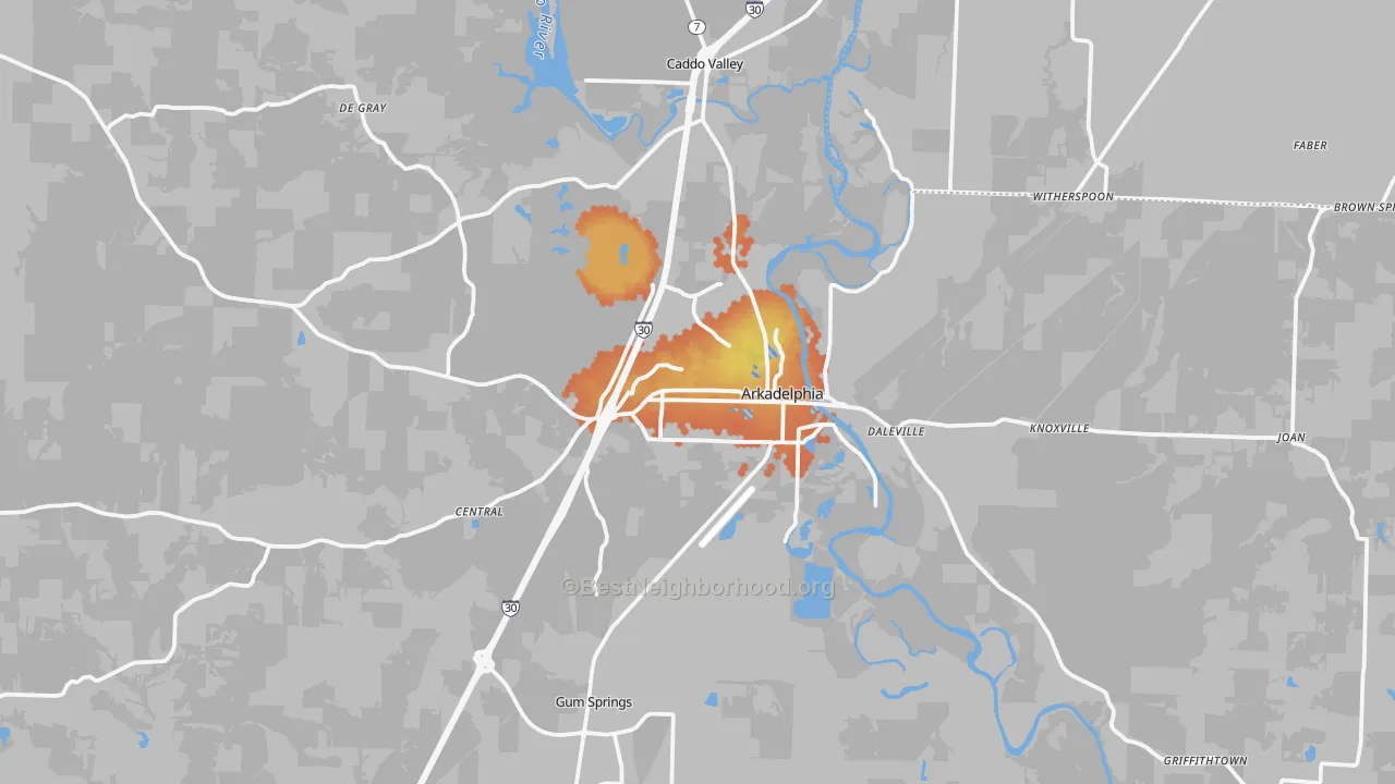 Bike Grade map of Arkadelphia, AR