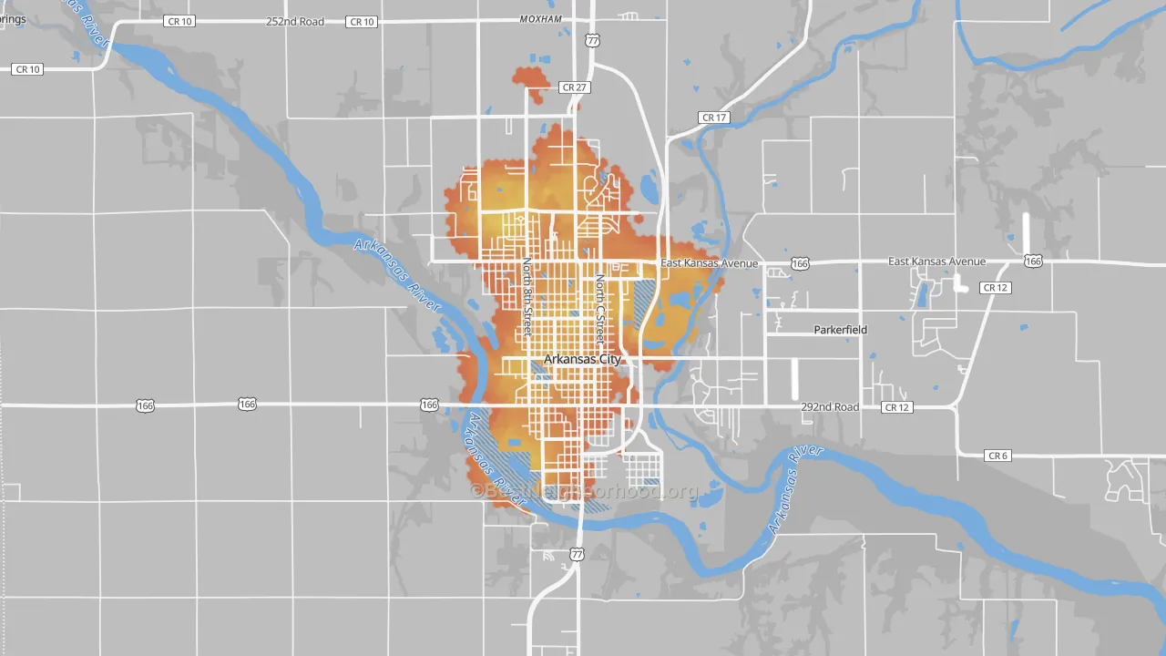 Bike Grade map of Arkansas City, KS