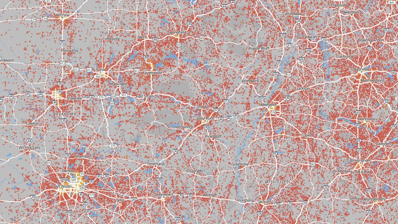 Bike Grade map of Arkansas