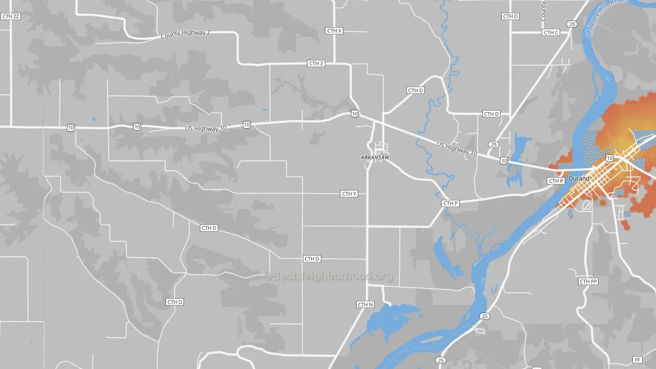 Bike Grade map of Arkansaw, WI