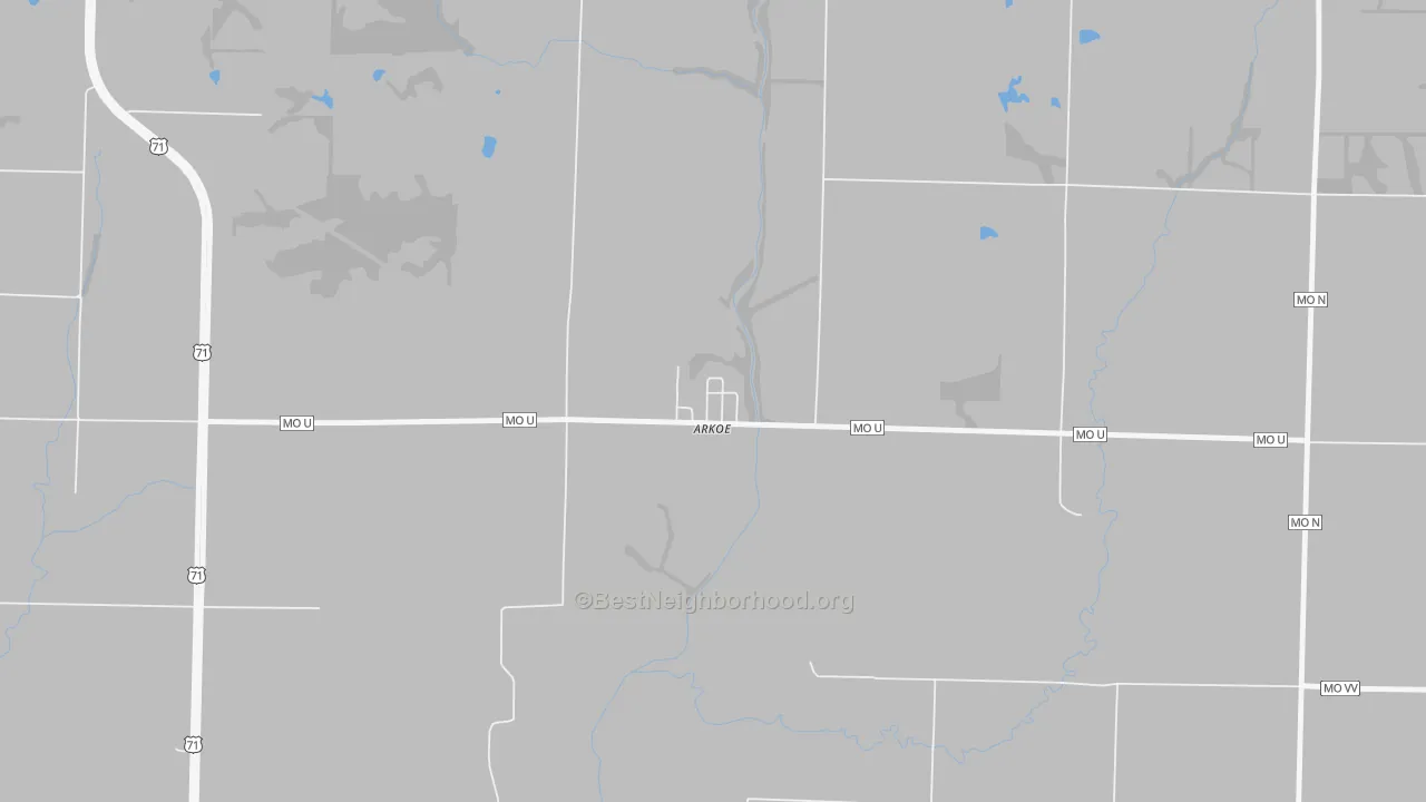 Bike Grade map of Arkoe, MO