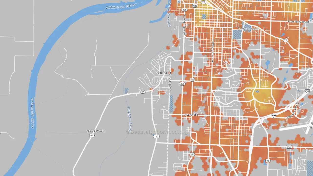 Bike Grade map of Arkoma, OK