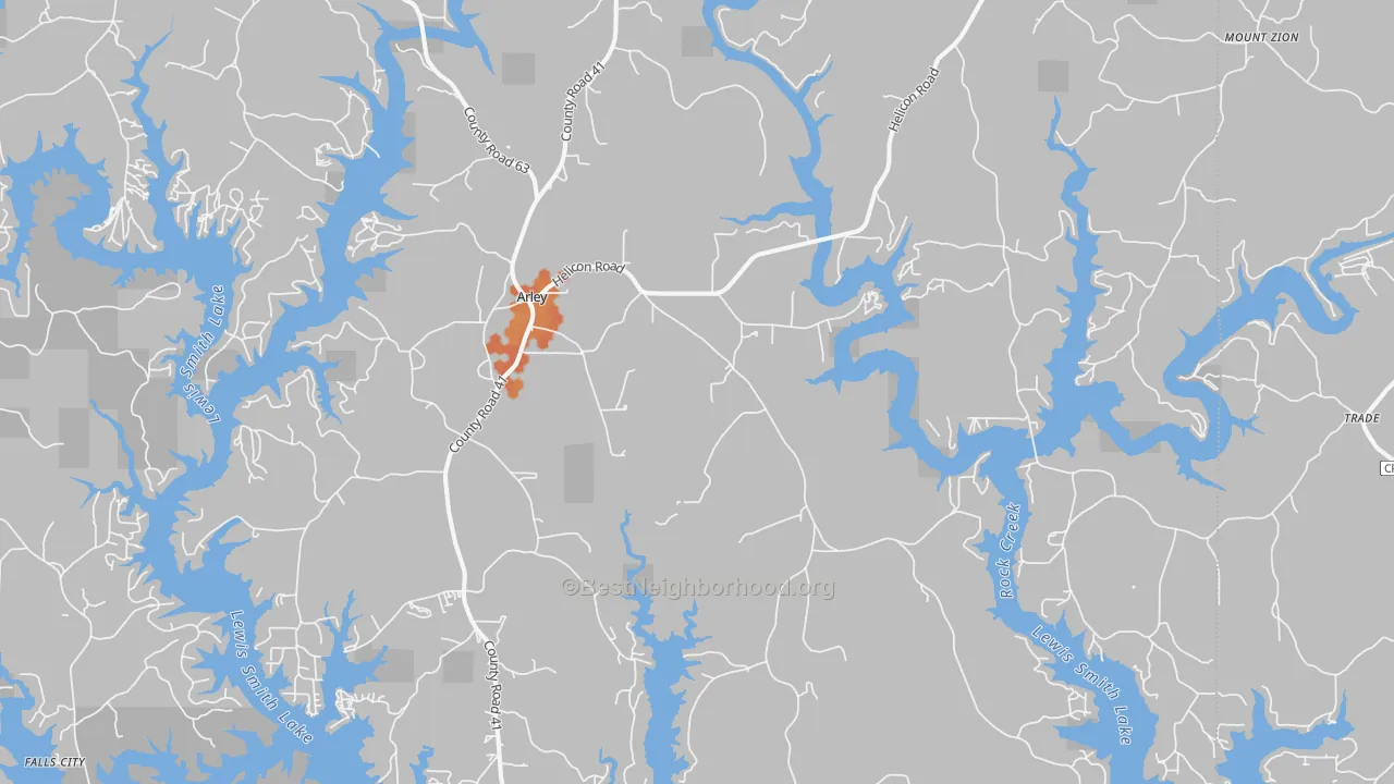 Bike Grade map of Arley, AL