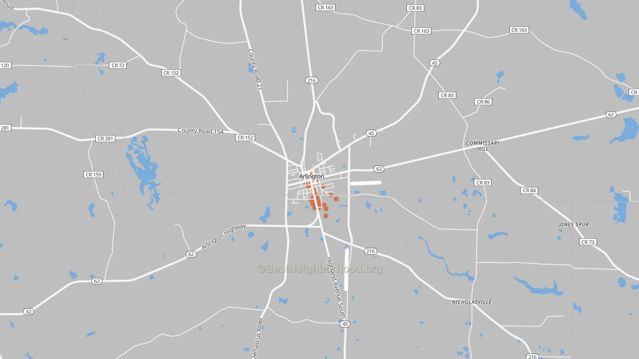 Bike Grade map of Arlington, GA