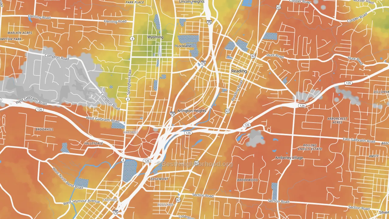 Bike Grade map of Arlington Heights, OH
