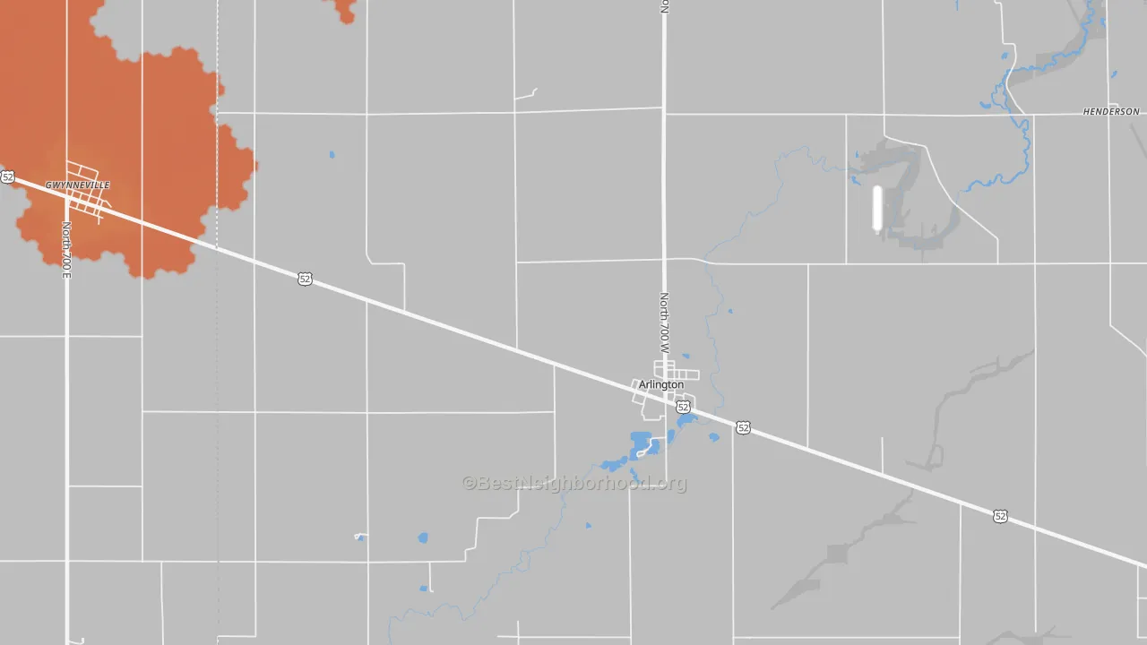 Bike Grade map of Arlington, IN