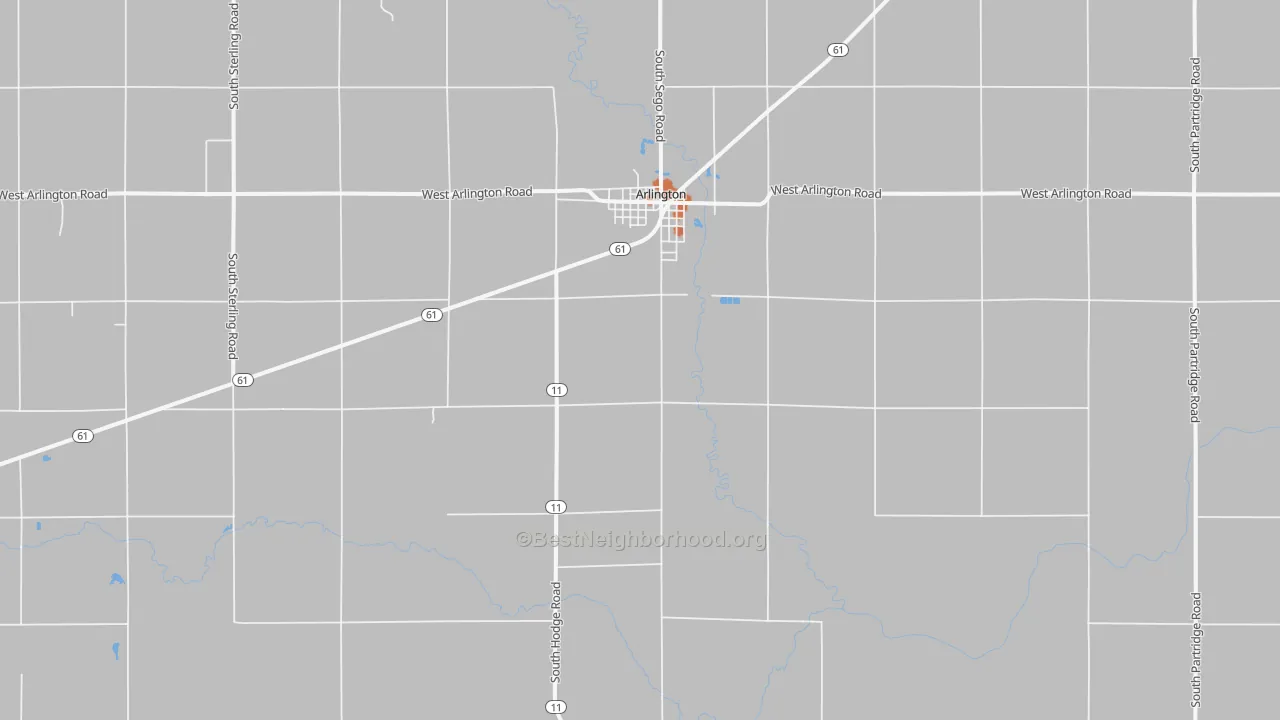 Bike Grade map of Arlington, KS