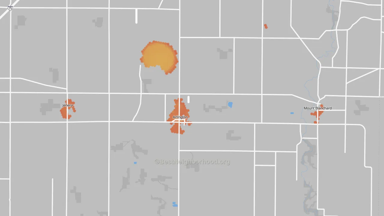 Bike Grade map of Arlington, OH