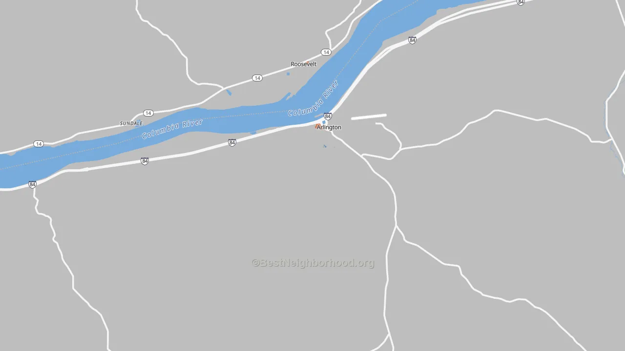 Bike Grade map of Arlington, OR