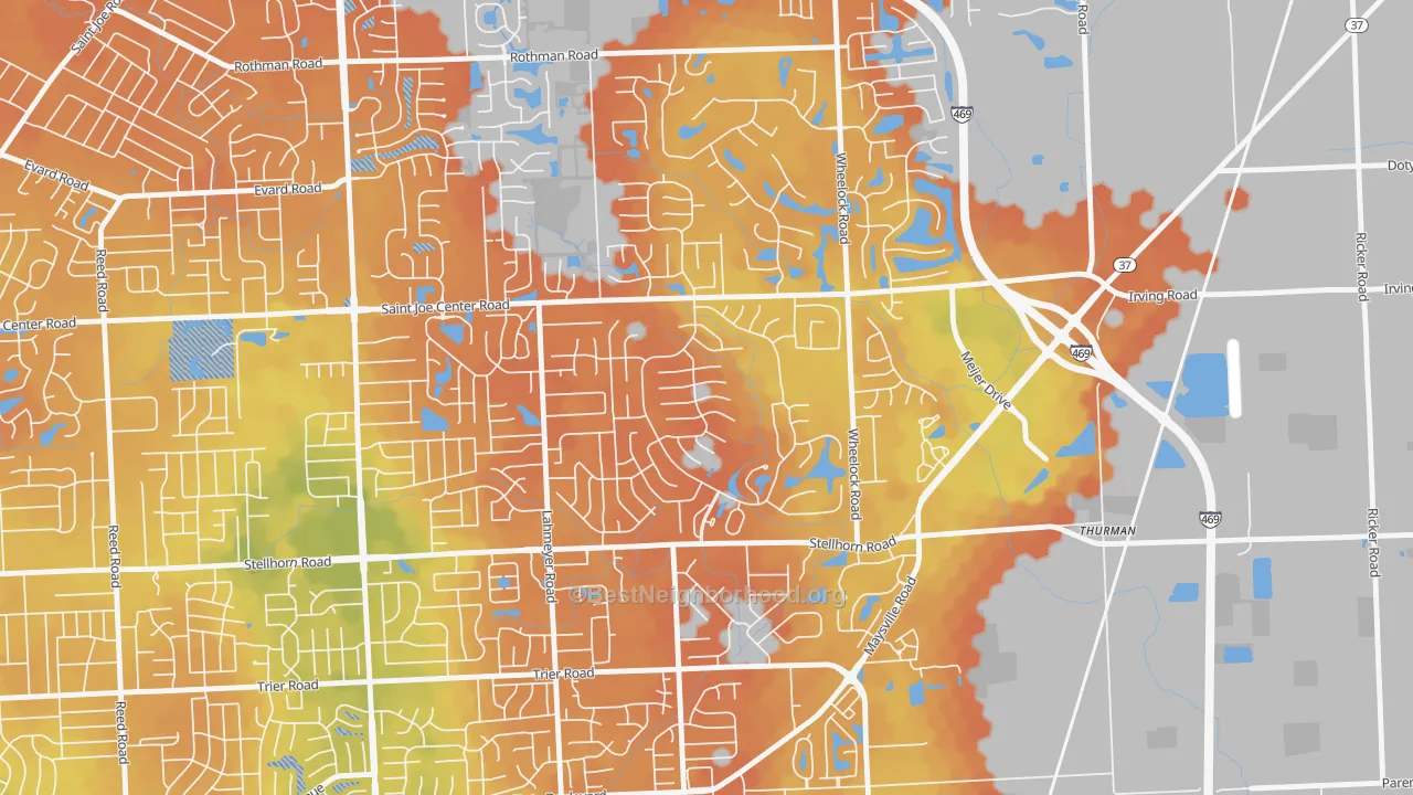 Bike Grade map of Arlington Park, Fort Wayne, IN