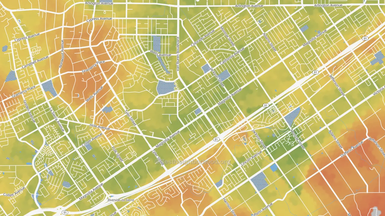 Bike Grade map of Arlington, Riverside, CA