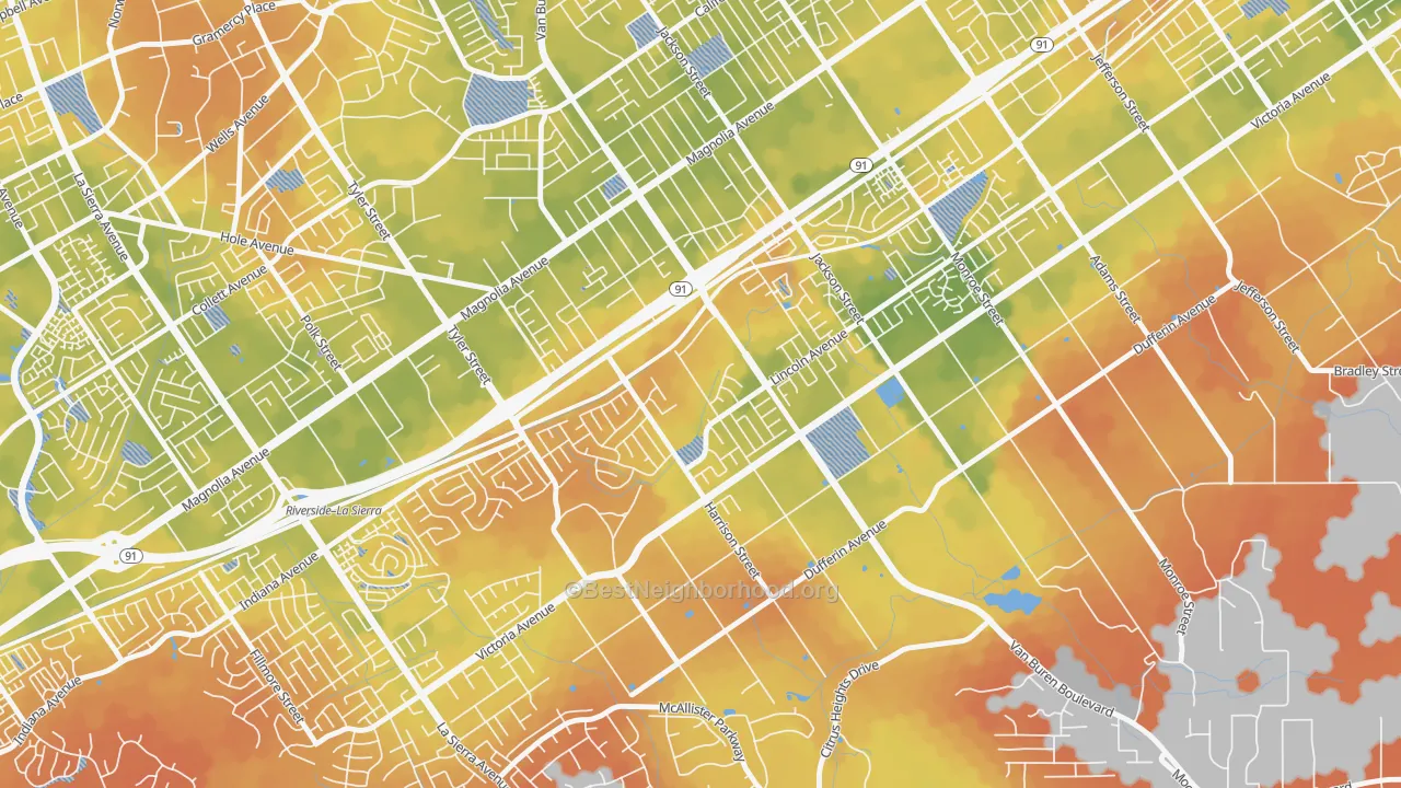 Bike Grade map of Arlington South, Riverside, CA