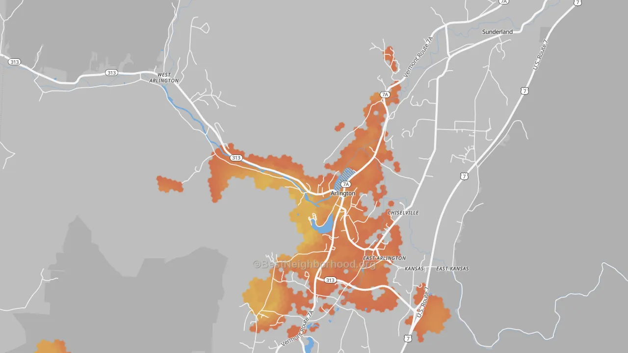 Bike Grade map of Arlington, VT