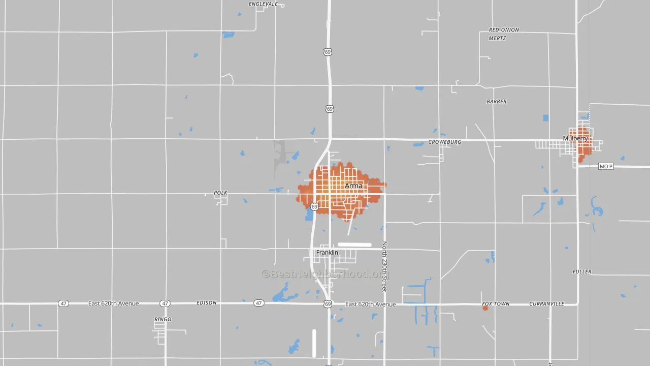 Bike Grade map of Arma, KS