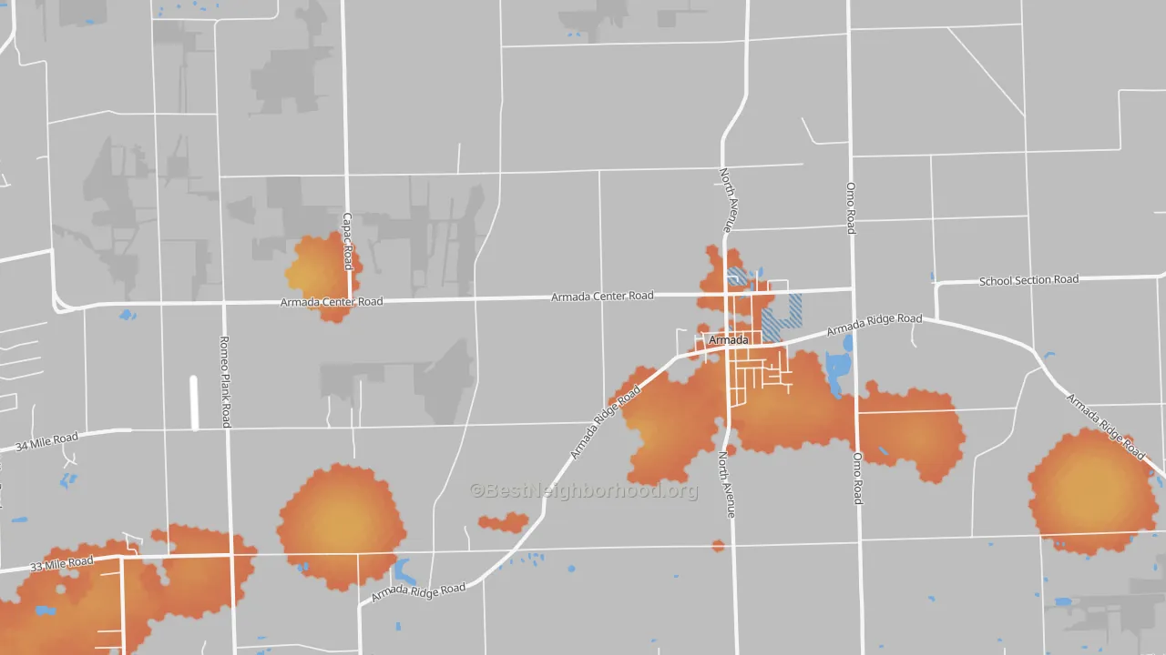 Bike Grade map of Armada, MI