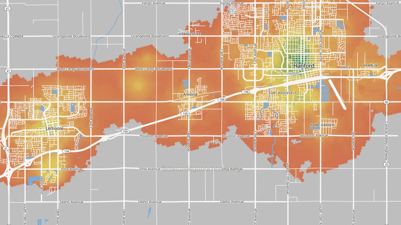 Bike Grade map of Armona, CA