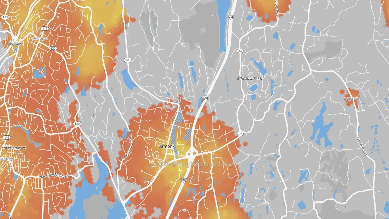 Bike Grade map of Armonk, NY