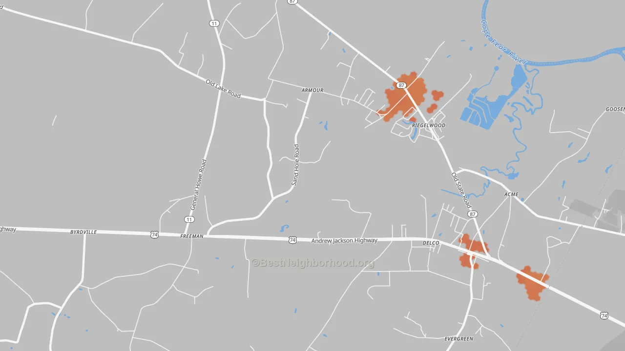 Bike Grade map of Armour, NC