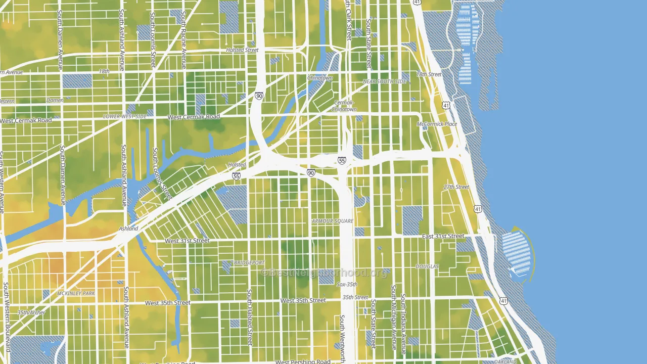 Bike Grade map of Armour Square, Chicago, IL