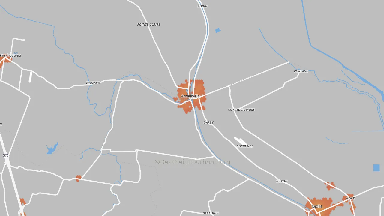 Bike Grade map of Arnaudville, LA