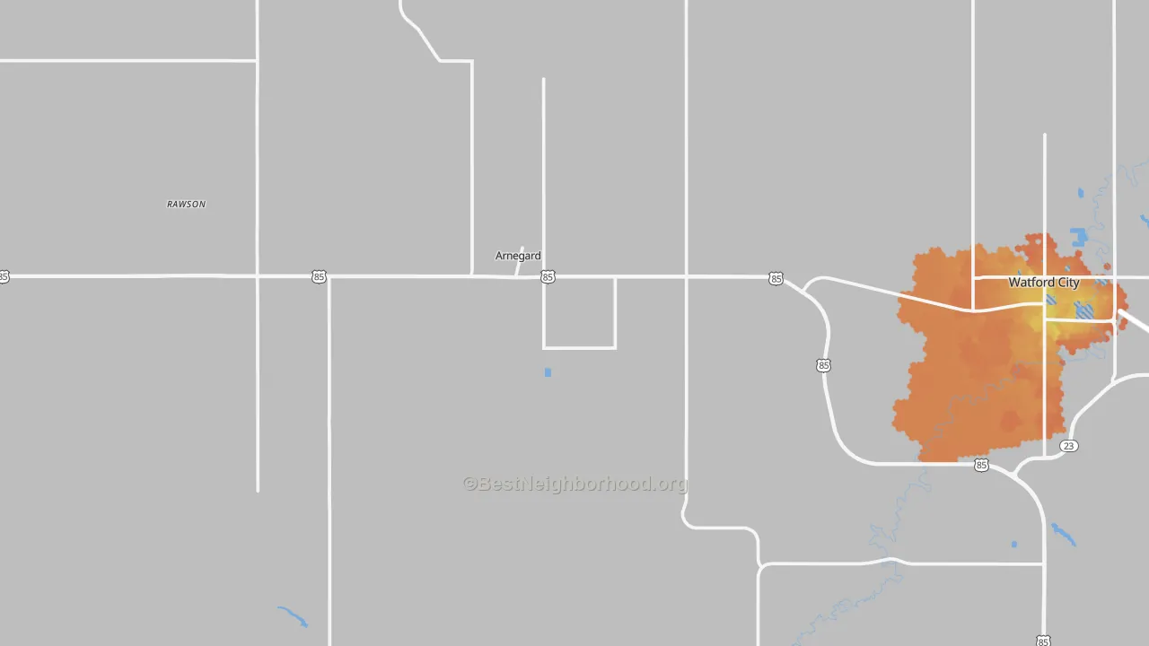 Bike Grade map of Arnegard, ND
