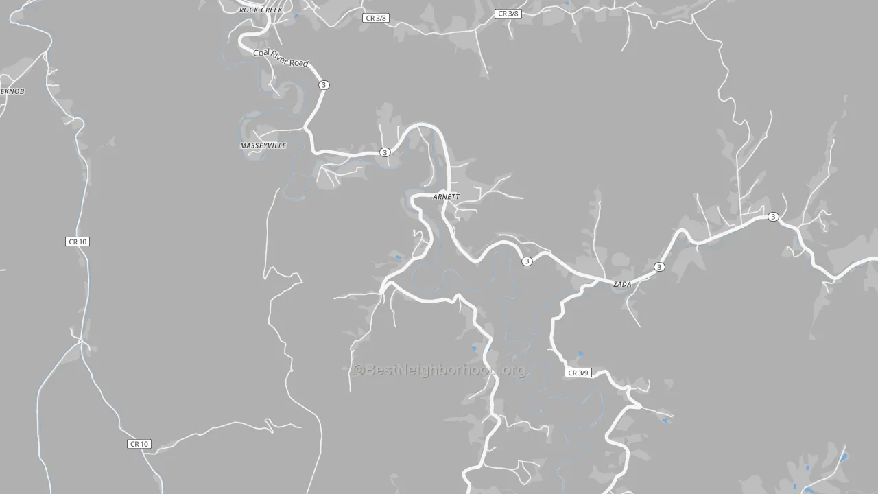 Bike Grade map of Arnett, WV