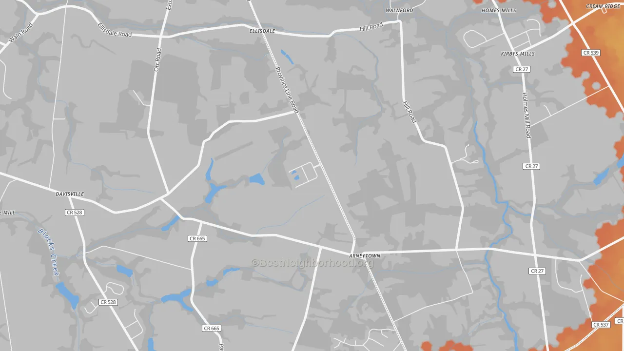 Bike Grade map of Arneytown, NJ