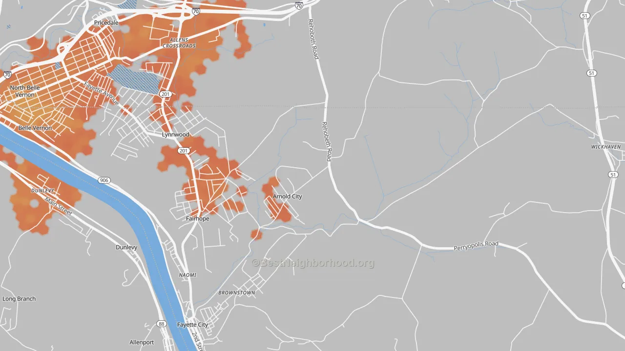 Bike Grade map of Arnold City, PA
