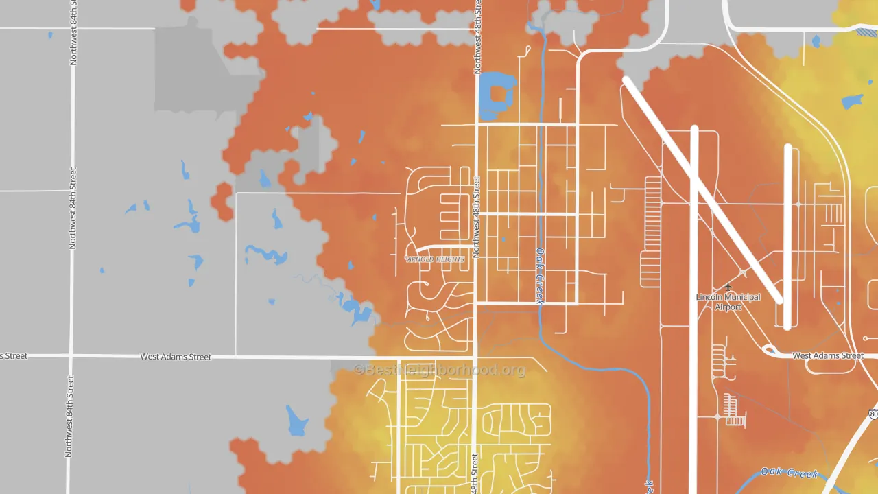 Bike Grade map of Arnold Heights, Lincoln, NE