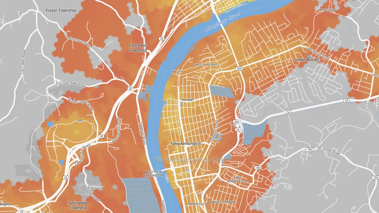 Bike Grade map of Arnold, PA