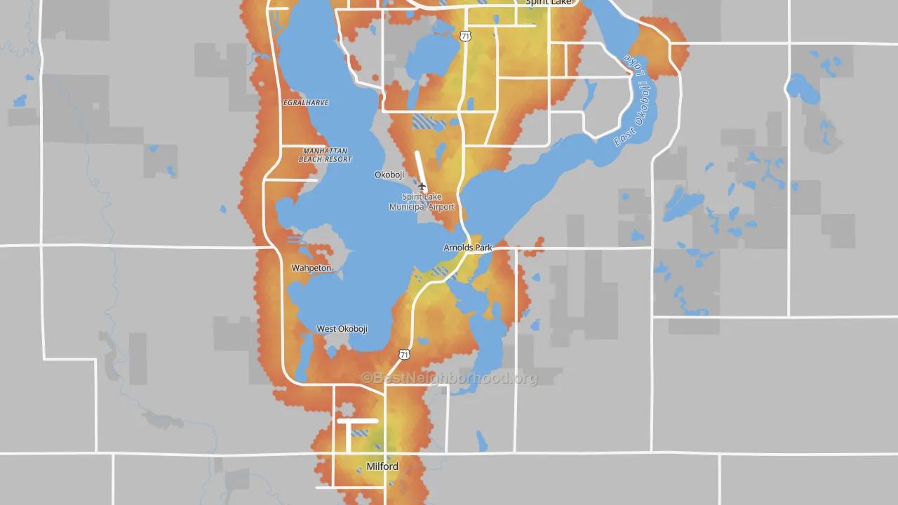 Bike Grade map of Arnolds Park, IA