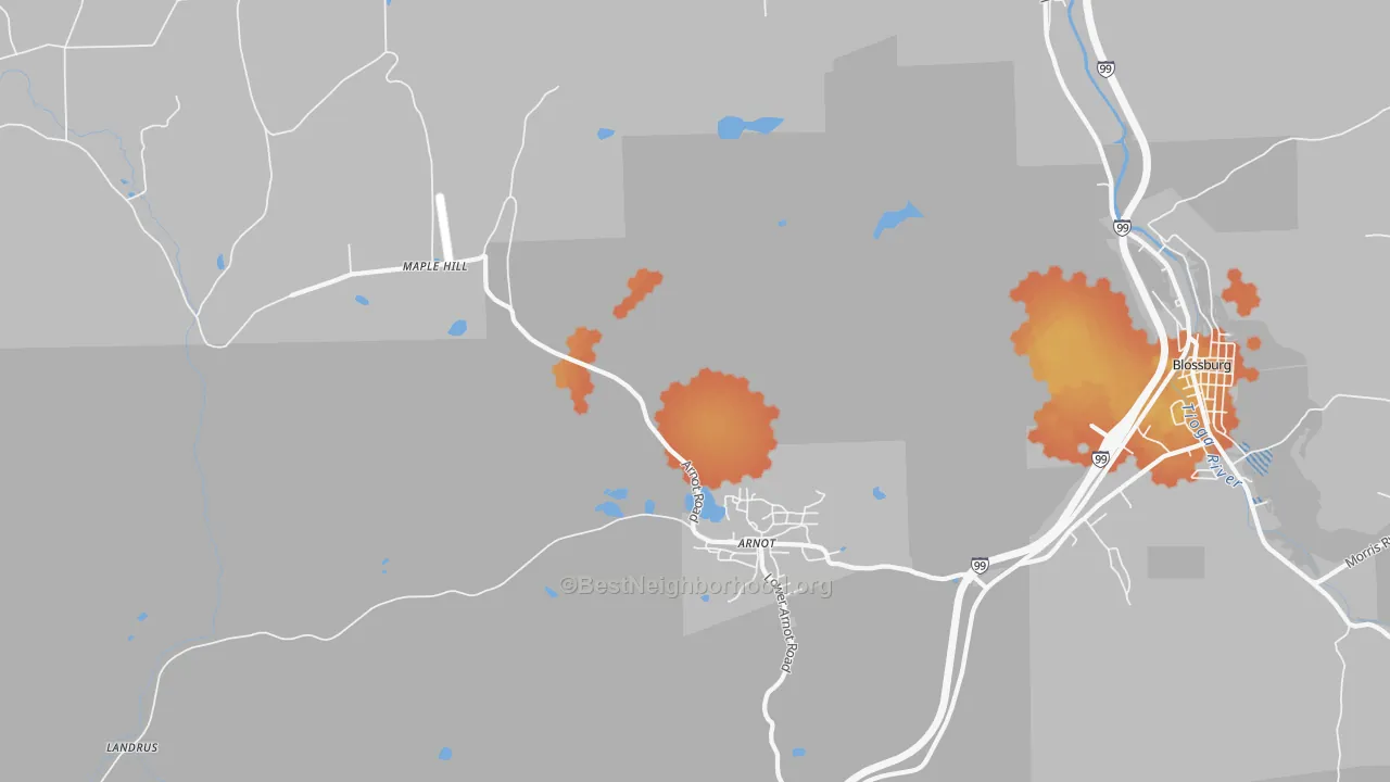 Bike Grade map of Arnot, PA
