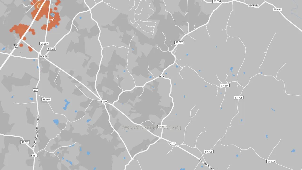 Bike Grade map of Aroda, VA