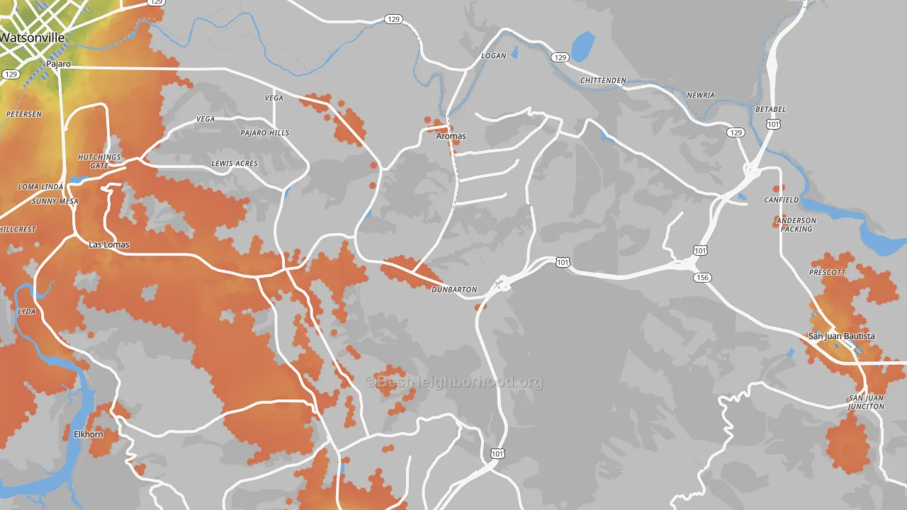 Bike Grade map of Aromas, CA