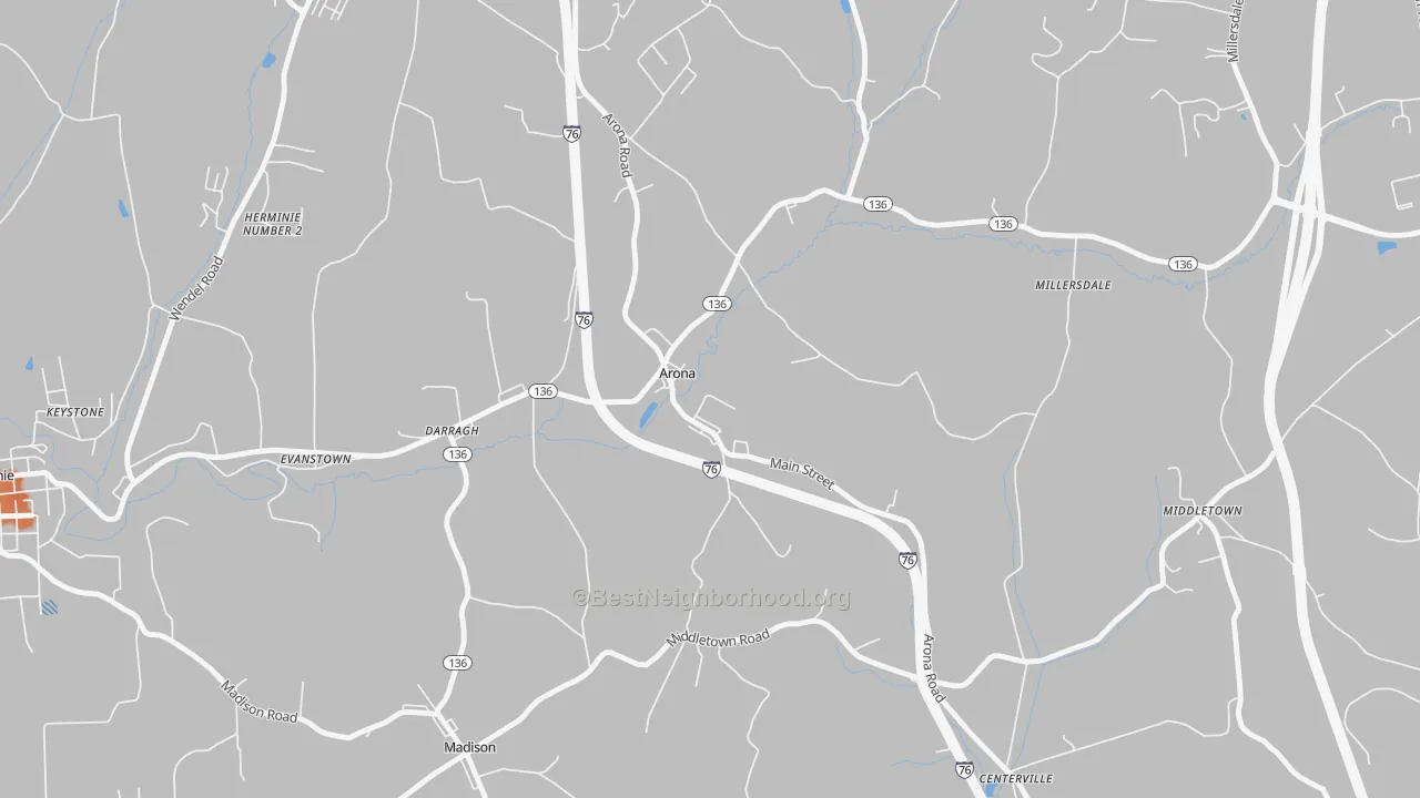 Bike Grade map of Arona, PA