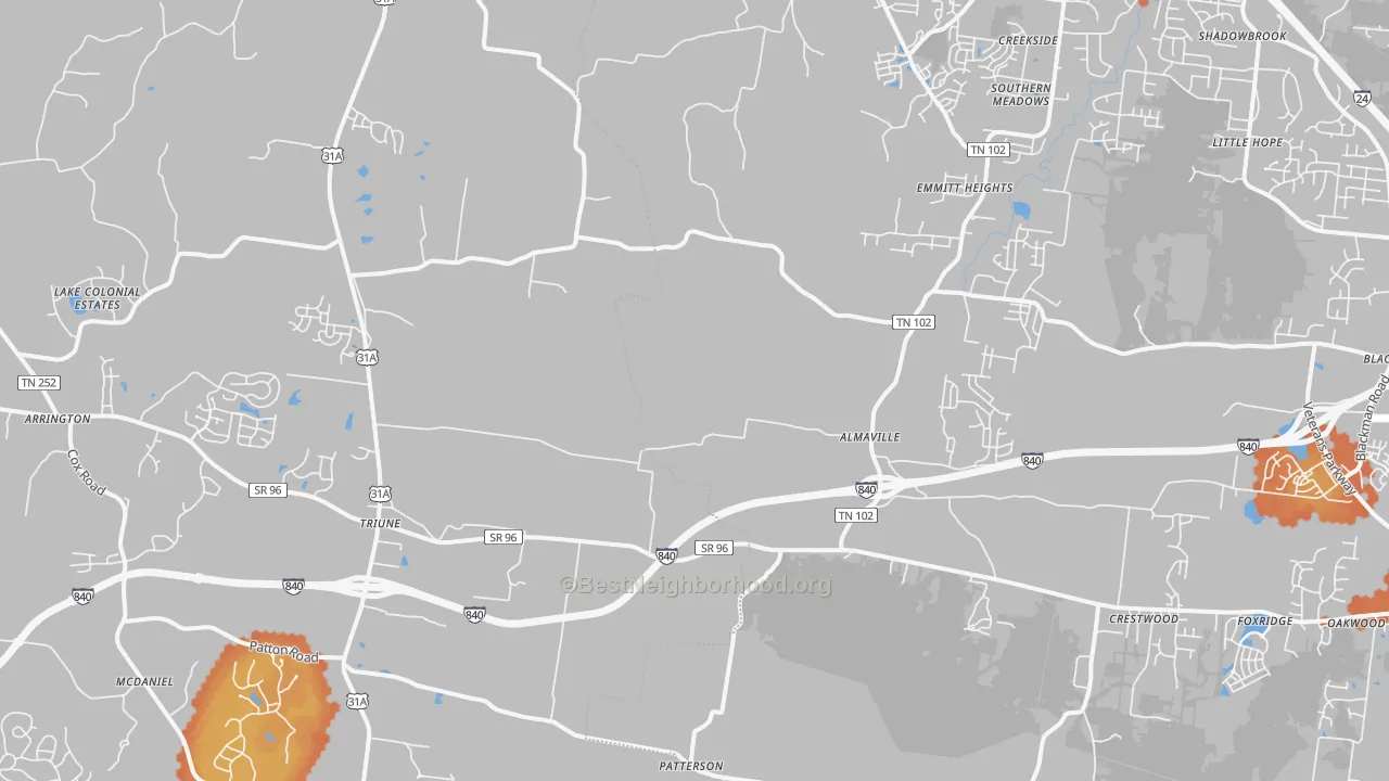 Bike Grade map of Arrington, TN