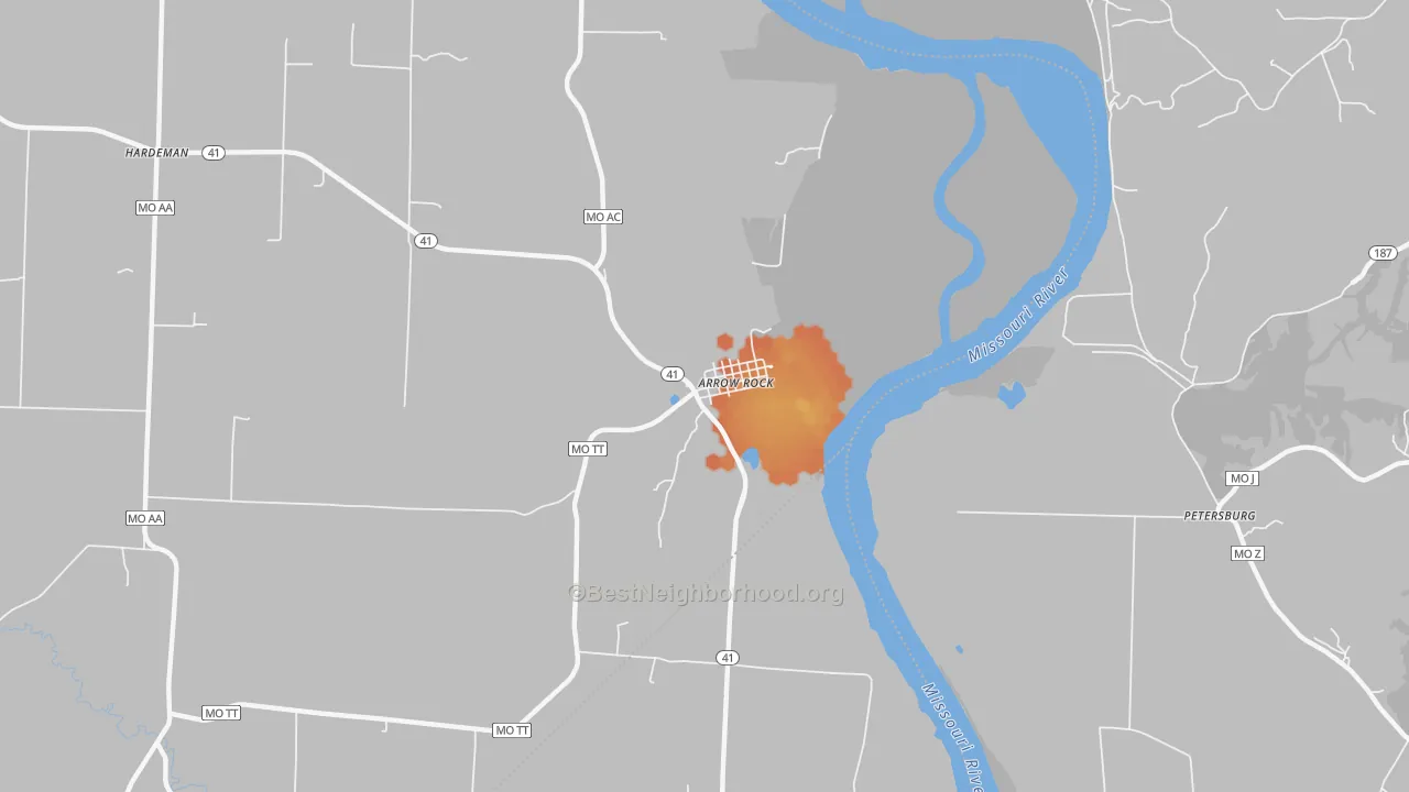 Bike Grade map of Arrow Rock, MO