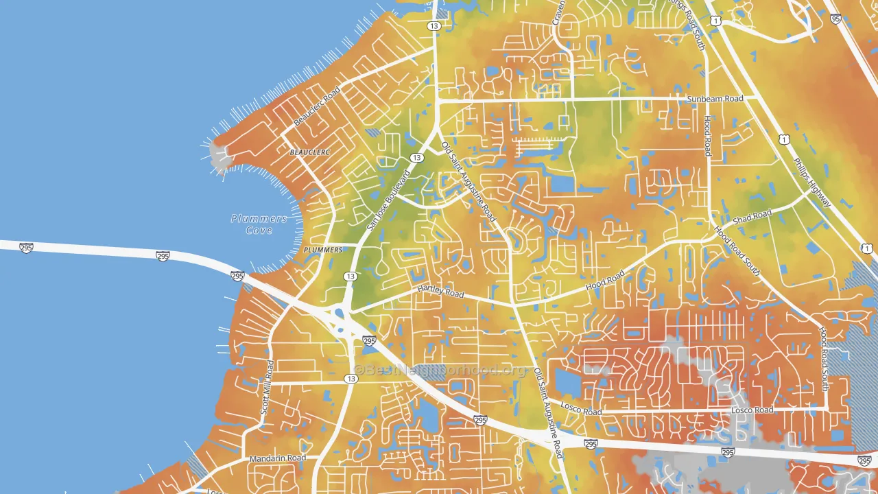 Bike Grade map of Arrowhead, Jacksonville, FL