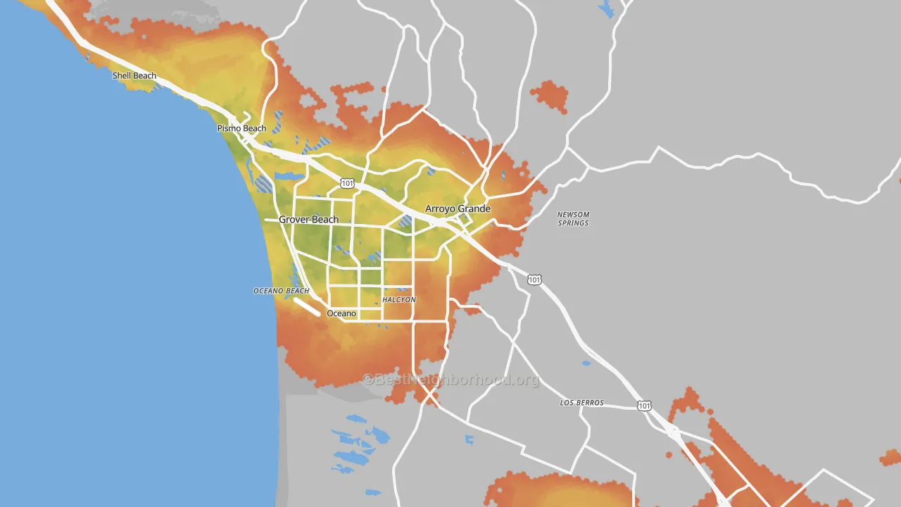 Bike Grade map of Arroyo Grande, CA