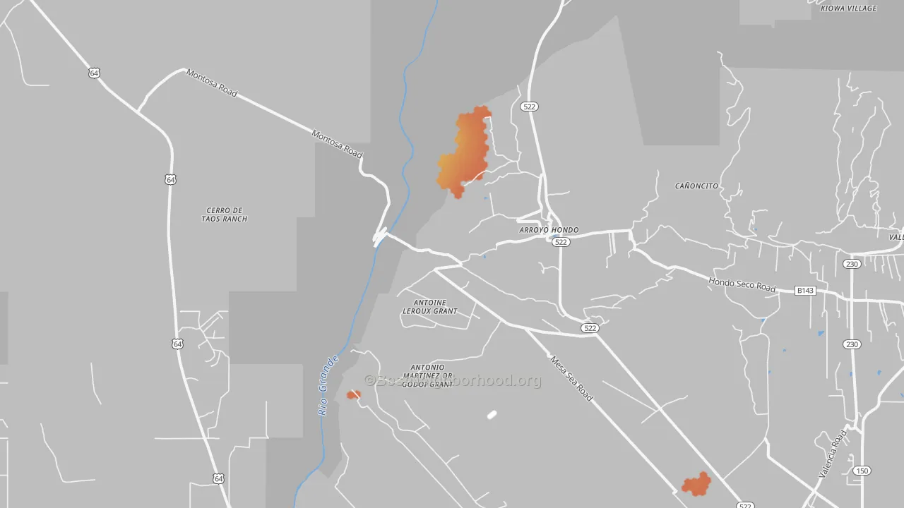 Bike Grade map of Arroyo Hondo, NM