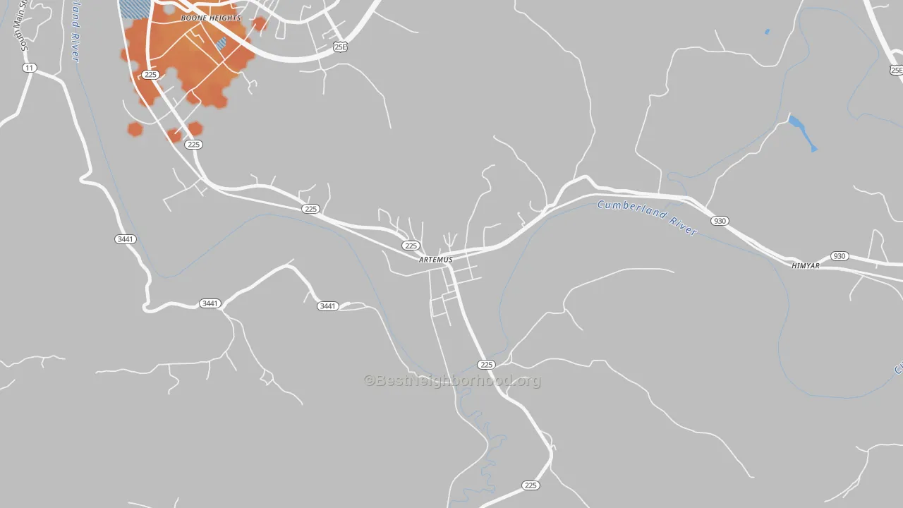 Bike Grade map of Artemus, KY