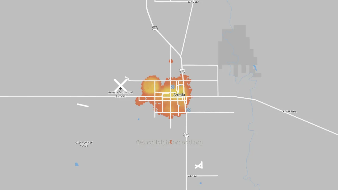 Bike Grade map of Artesia, NM
