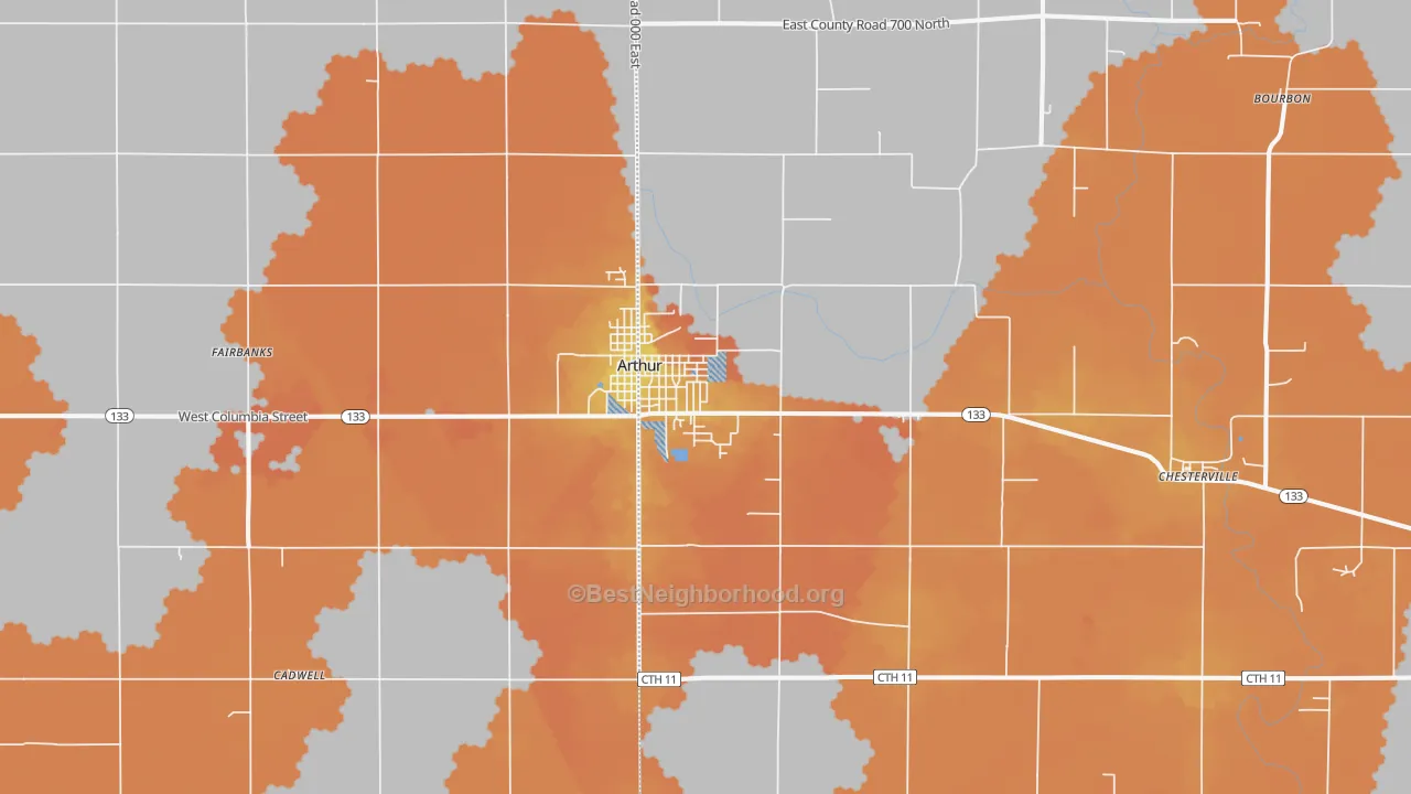 Bike Grade map of Arthur, IL