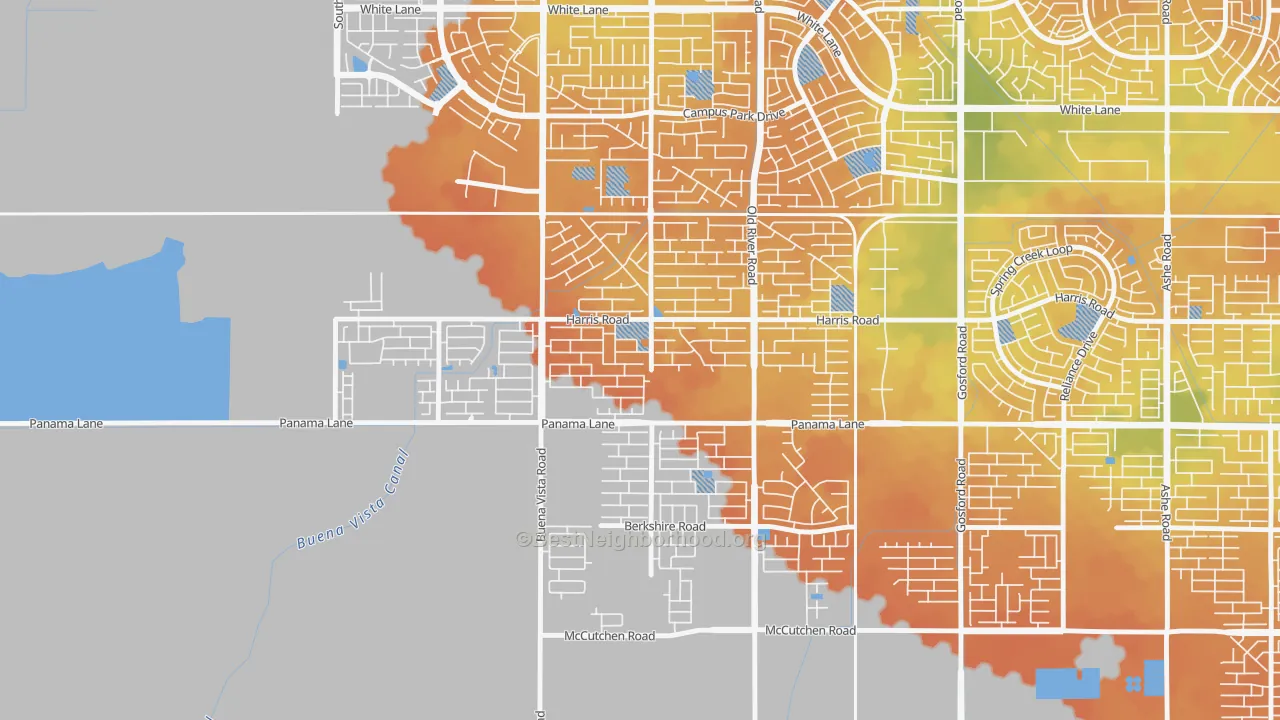 Bike Grade map of Artisan, Bakersfield, CA