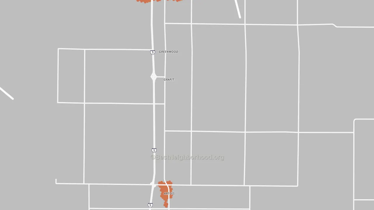 Bike Grade map of Artois, CA